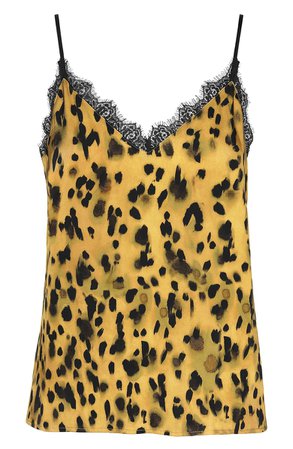 ANINE BING Golden Leopard Silk Charmeuse Camisole | Nordstrom