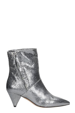 The Seller High Heels Ankle Boots In Silver Leather