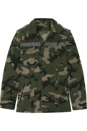 Valentino | Striped camouflage-print cotton-gabardine jacket | NET-A-PORTER.COM