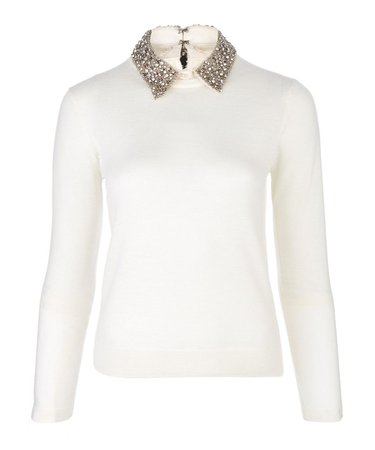 Alice and Olivia Cream Embellished Collar Rosalind Jumper | Womenswear | Liberty.co.uk | Things to wear in 2019 | Swe