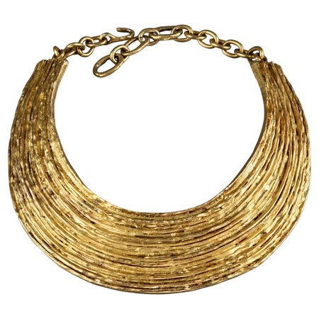 Vintage BICHE DE BERE Ribbed Patinated Collar Choker Necklace