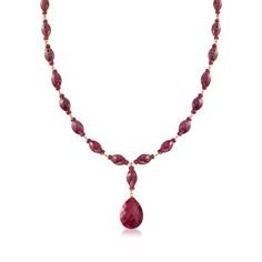 Ruby Drop Necklace in 18kt Yellow Gold Over Silver