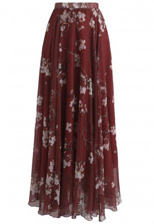 Chicwish $70 - Plum Blossom Watercolor Maxi Skirt