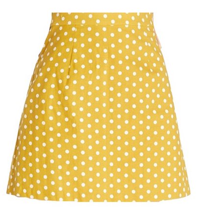 Mustard Yellow Polkadot Mini Skirt