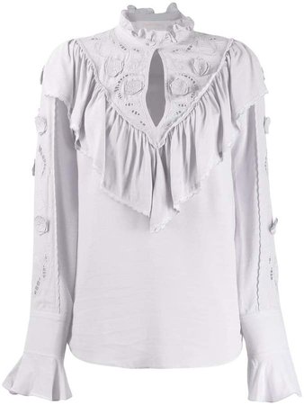 embroidered long-sleeve top