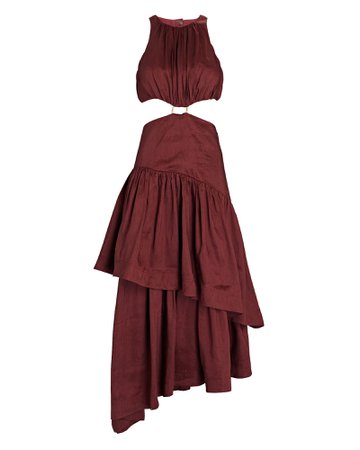 Aje Caliente Cut-Out Linen-Blend Midi Dress | INTERMIX®