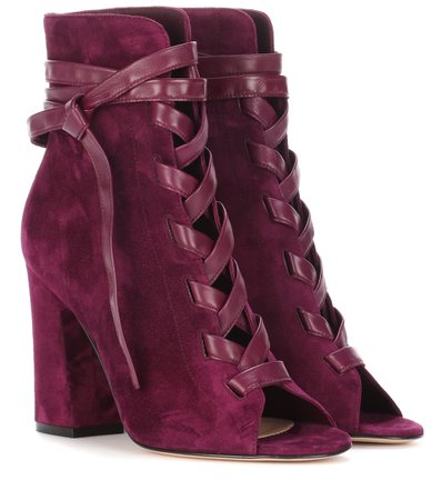 Gianvito Rossi - Brooklyn open-toe suede ankle boots | Mytheresa