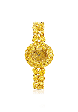 Oval Fancy Vivid Yellow Diamond Watch, Fully-set Yellow Diamond | Graff