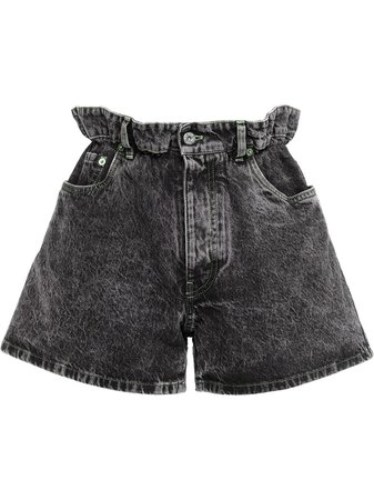 Shop black Miu Miu paperbag waist denim shorts with Afterpay - Farfetch Australia