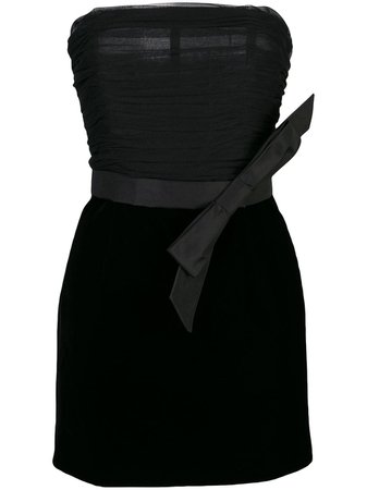 Saint Laurent Bow Velvet Bustier Dress | Farfetch.com