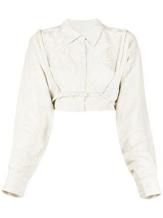 Shop Jacquemus cropped jacquard blouse with Express Delivery - Farfetch