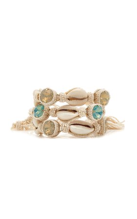 Set Of 3 Shell And Macrame Bracelets By Deepa Gurnani | Moda Operandi