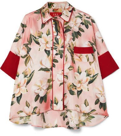 F.R.S For Restless Sleepers - Pistis Floral-print Silk-twill Shirt - Pink