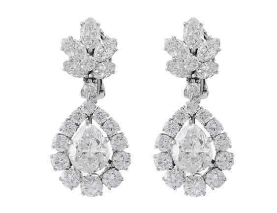Bulgari Diamond Pear Drop Platinum Earrings