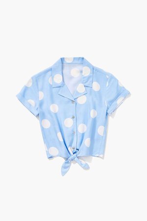 Girls Knotted Polka Dot Shirt (Kids)