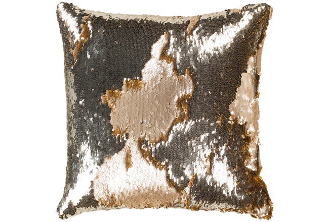 Accent Pillow-Luxe Mermaid Sequin Silver And Gold 18X18 | Living Spaces