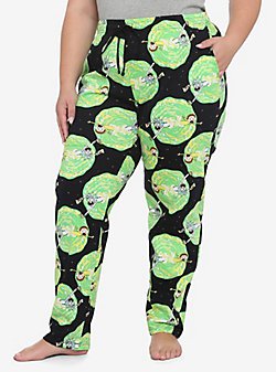 Rick And Morty Portal Girls Pajama Pants Plus Size