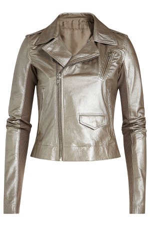 Metallic Leather Jacket with Virgin Wool Sleeves Gr. IT 46