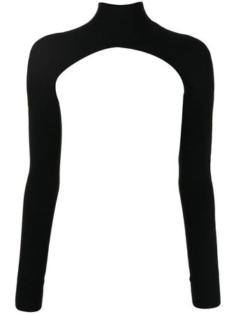 black Long Sleeve Cut Out Cropped