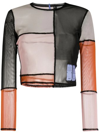 MCQ SWALLOW Colour-block Long-sleeved Top In Neutrals