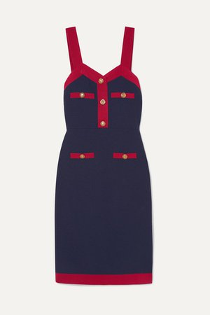 Gucci | Grosgrain-trimmed wool-blend dress | NET-A-PORTER.COM