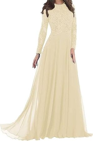 Women's Prom Dress Long Sleeve Evening Gown Formal Dresses Mother of The Bride Dresses for Wedding at Amazon Women’s Clothing store