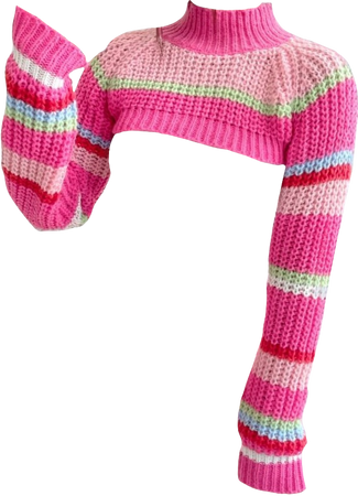 colorful pink turtleneck long sleeve shrug
