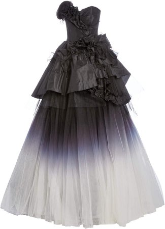 Marchesa Ombre Silk-Blend Gown