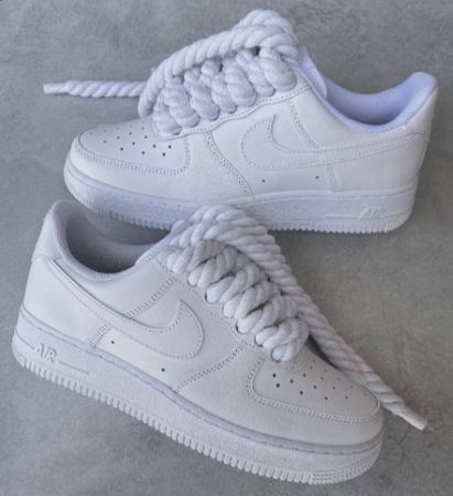 White Air Forces With Rope Laces