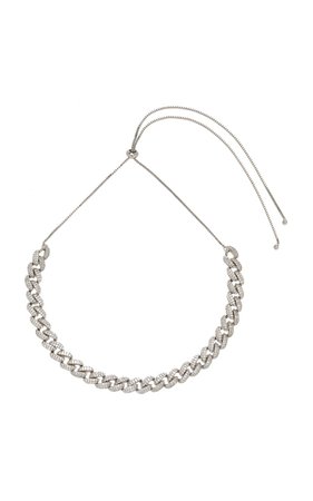 FALLON Armure Pavé Curb Silver-Plated Cubic Zirconia Necklace by FALLON | Moda Operandi