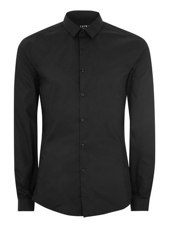 Black Stretch Long Sleeve Shirt - TOPMAN
