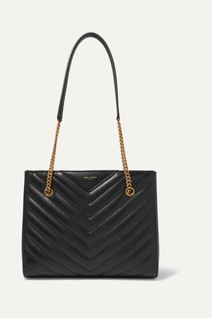 Black Tribeca small quilted textured-leather tote | SAINT LAURENT | NET-A-PORTER