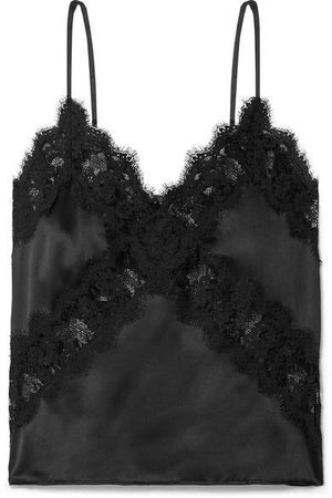 The Dane Lace-paneled Silk-charmeuse Camisole - Black