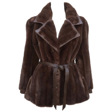 Lilli Ann Brown Faux Fur and Leather Jacket, 1960's For Sale at 1stDibs