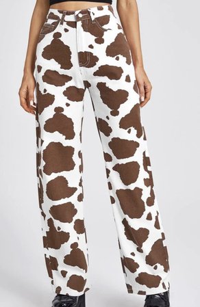 brown cow print pants