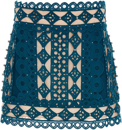 Moncur Beaded Silk And Cotton-Blend Mini Skirt