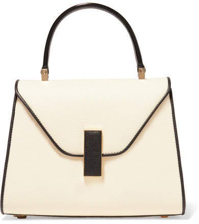 Iside Mini Two-tone Textured-leather Tote - White