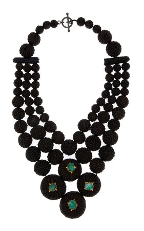 Pearl Hunter Iraca Palm Emerald Necklace By Johanna Ortiz | Moda Operandi