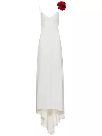 Satin silk long dress w/ 3d rose detail - Magda Butrym - Women | Luisaviaroma