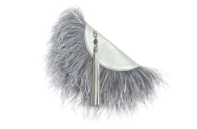 Matsidiso Le Petit ostrich feather bag silver