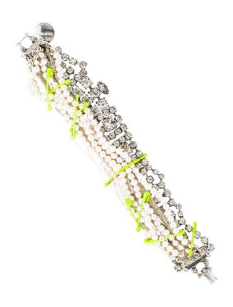 Tom Binns Safety Pin Faux Pearl & Crystal Multistrand Bracelet - Bracelets - W4T21053 | The RealReal