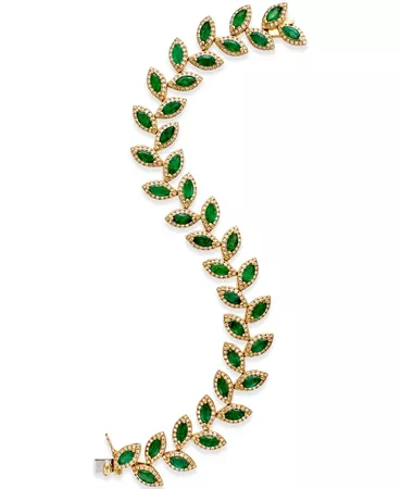 EFFY Collection EFFY® Emerald (10-4/5 ct. t.w.) and Diamond (2-1/2 ct. t.w.) Tennis Bracelet in 14k Gold
