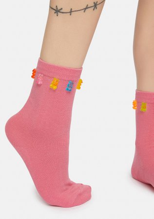 Gummy Bear Crew Socks - Pink | Dolls Kill