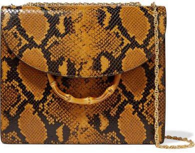 Marla Snake-effect Leather Shoulder Bag - Yellow