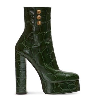 Womens Balmain green Croc-Embossed Platform Brune Ankle Boots | Harrods # {CountryCode}
