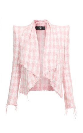 Houndstooth Tweed Cotton-Blend Jacket By Balmain | Moda Operandi