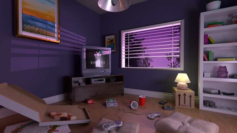 ArtStation - 80s Bedroom Interior
