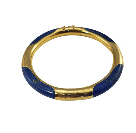 14 Karat Yellow Gold Lapis Lazuli Bangle Bracelet For Sale at 1stDibs
