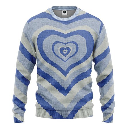 GearHuman 3D Blue Heart Wave Custom Sweater - Gearhumans | 3D Costume Hoodie, T-shirt and more