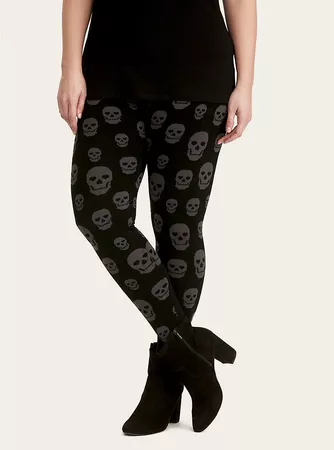 Black & Grey Skull Sweater Knit Legging | Torrid